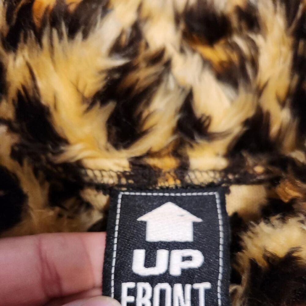 Vintage 90s Up Front brown cheetah print fuzzy full zip cropped collared jacket - Picture 5 of 5